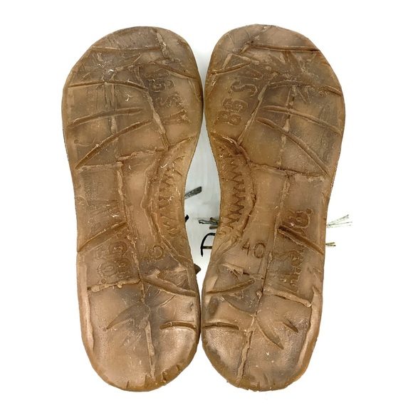 A.S.98 Ramos Brown Silver Leather Fringe Buckle Snap Gladiator Sandals - Picture 8 of 8